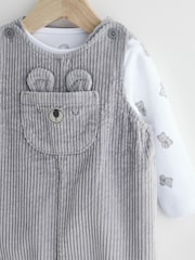 Grey Bear Corduroy 100% Cotton Baby Dungarees and Bodysuit Set (0mths-2yrs) - Image 3 of 8