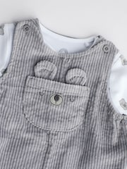 Grey Bear Corduroy 100% Cotton Baby Dungarees and Bodysuit Set (0mths-2yrs) - Image 4 of 8