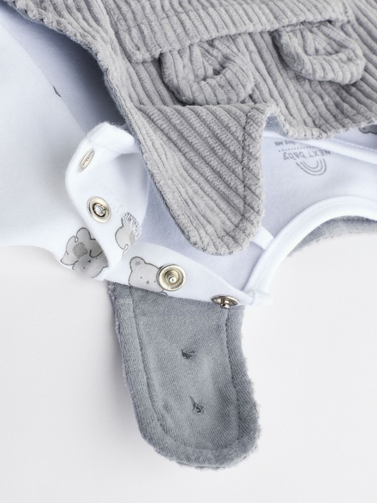 Grey Bear Corduroy 100% Cotton Baby Dungarees and Bodysuit Set (0mths-2yrs) - Image 5 of 8