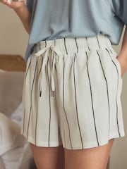 Light Blue Stripe Linen Blend Short Set Pyjamas - Image 6 of 6