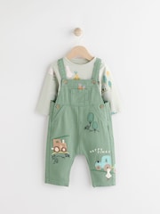 Green Farm Baby Twill Dungarees and Bodysuit Set (0mths-2yrs) - Image 1 of 7