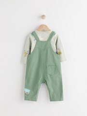 Green Farm Baby Twill Dungarees and Bodysuit Set (0mths-2yrs) - Image 2 of 7
