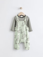 Salbeigrüne Giraffe - Set aus Latzhose und Body für Babys (0 Monate bis 2 Jahre) - Bild 1 von 12
