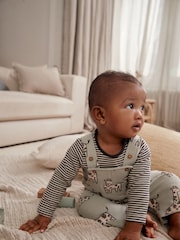 Salbeigrüne Giraffe - Set aus Latzhose und Body für Babys (0 Monate bis 2 Jahre) - Bild 2 von 12