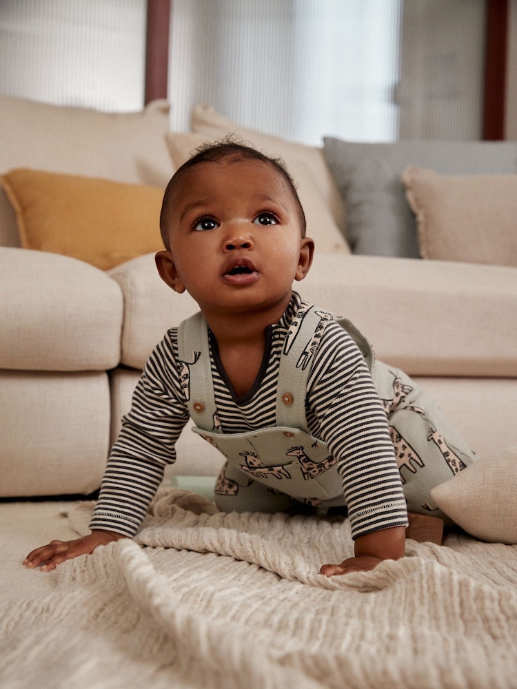 Šalvějově zelená žirafa - Jersey Miminko kalhoty s laclem a body set (0mths-2yrs) - Image 3 of 12