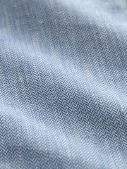 Blue Textured Linen Blend Shorts - Image 7 of 7