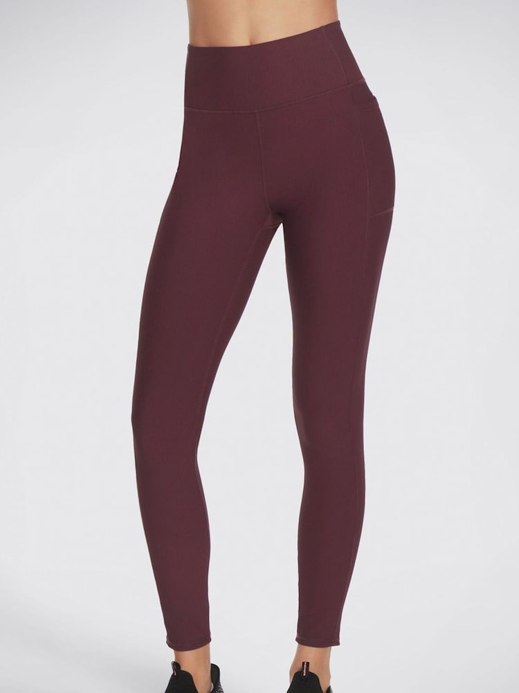 Skechers Burgundy Black GoFlex High Waisted Ribbed Leggings - Image 1 of 1