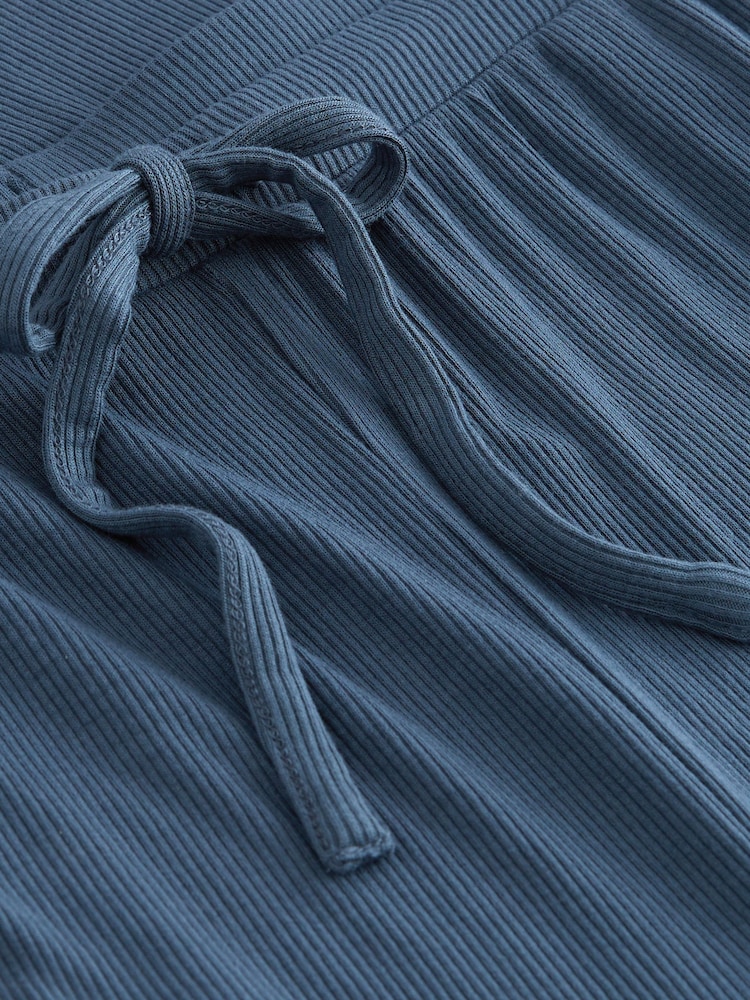 Light Blue Ribbed Short Set Pyjamas - Image 9 of 9