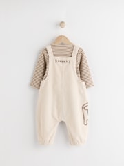 Neutral Tiger Cord 100% Cotton Baby Dungarees and Bodysuit Set (0mths-2yrs) - Image 2 of 8