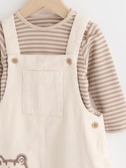 Neutral Tiger Cord 100% Cotton Baby Dungarees and Bodysuit Set (0mths-2yrs) - Image 4 of 8