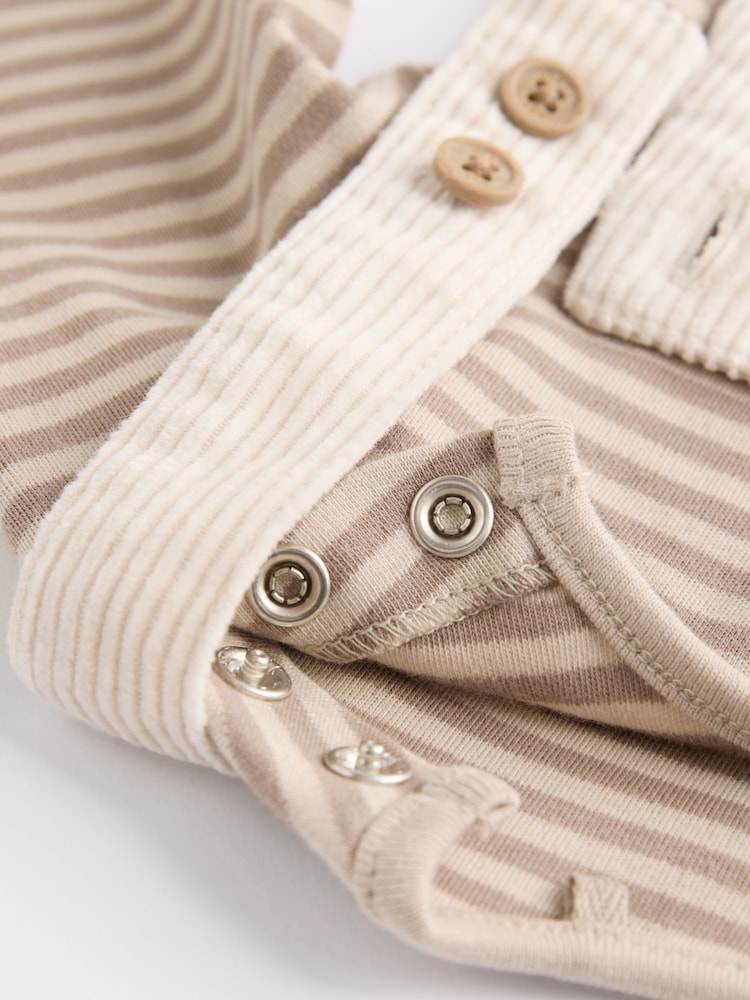 Neutral Tiger Cord 100% Cotton Baby Dungarees and Bodysuit Set (0mths-2yrs) - Image 7 of 8