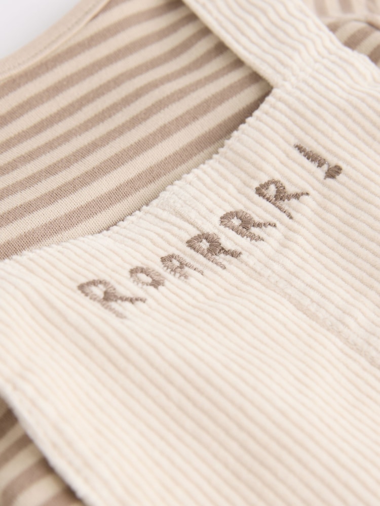 Neutral Tiger Cord 100% Cotton Baby Dungarees and Bodysuit Set (0mths-2yrs) - Image 8 of 8