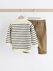 Mornarsko modra črtasta - Baby Woven100% Cotton Top and Trousers Set (0mths-2yrs) - Slika 7 iz 18