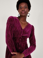 Monsoon Red Zahra Velvet Tea Dress - Image 3 of 4