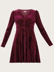 Monsoon Red Zahra Velvet Tea Dress - Image 4 of 4
