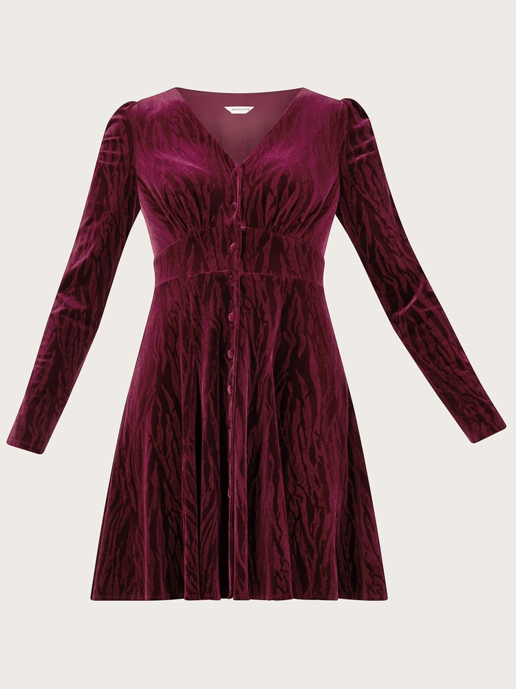 Monsoon Red Zahra Velvet Tea Dress - Image 4 of 4