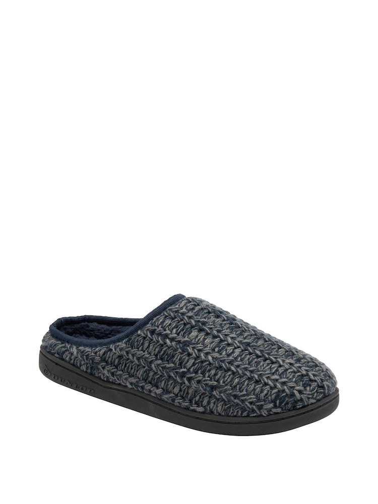 Dunlop Blue Mens Knitted Mules Slippers - Image 1 of 4