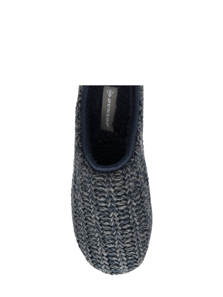 Dunlop Blue Mens Knitted Mules Slippers - Image 4 of 4
