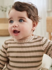 Green Stripe Baby Knitted Rib Top and Leggings Set (0mths-2yrs) - Image 3 of 14