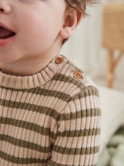 Green Stripe Baby Knitted Rib Top and Leggings Set (0mths-2yrs) - Image 4 of 14