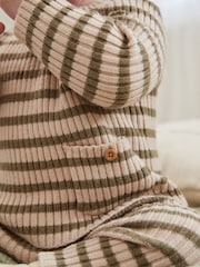 Green Stripe Baby Knitted Rib Top and Leggings Set (0mths-2yrs) - Image 5 of 14