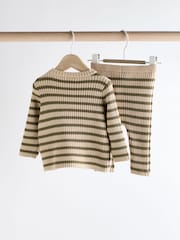 Green Stripe Baby Knitted Rib Top and Leggings Set (0mths-2yrs) - Image 8 of 14