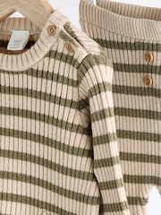 Green Stripe Baby Knitted Rib Top and Leggings Set (0mths-2yrs) - Image 9 of 14