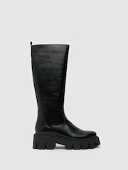Schuh Dove Leather Chunky Knee Boots - Image 1 of 4