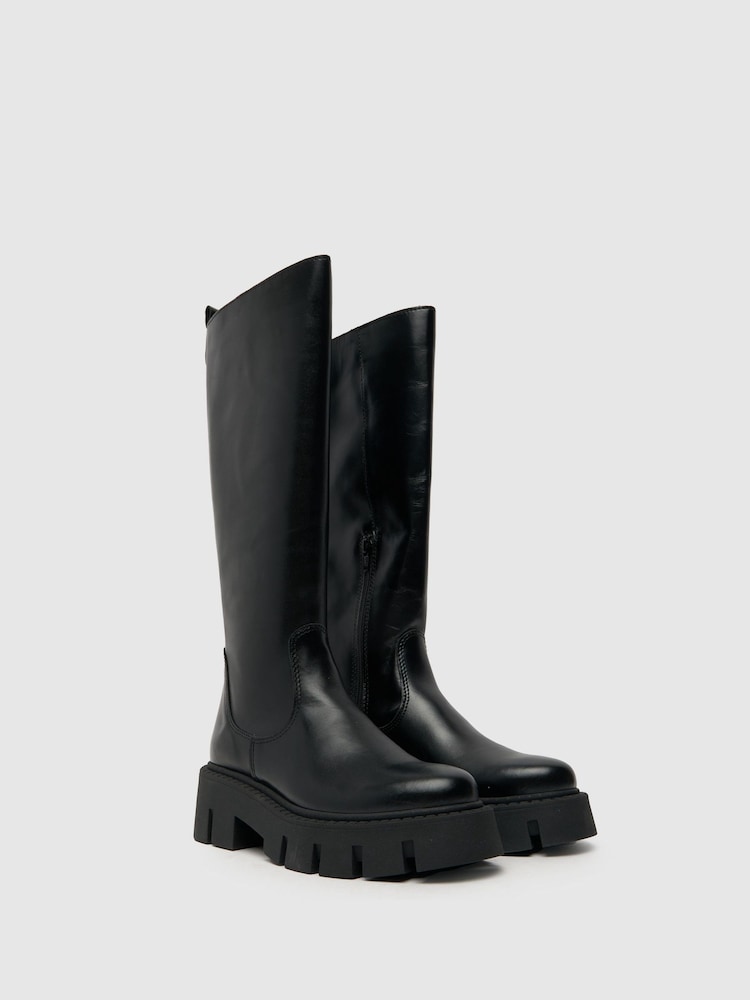 Schuh Dove Leather Chunky Knee Boots - Image 2 of 4