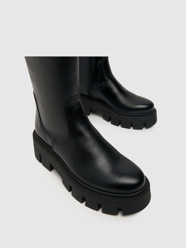 Schuh Dove Leather Chunky Knee Boots - Image 4 of 4