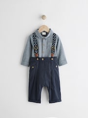 Azul marino - Conjunto de 3 piezas para bebé con camisa, pantalones y tirantes (0 meses - 2 años) - Imagen 1 de 10
