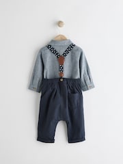 Azul marino - Conjunto de 3 piezas para bebé con camisa, pantalones y tirantes (0 meses - 2 años) - Imagen 2 de 10