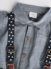 Azul marino - Conjunto de 3 piezas para bebé con camisa, pantalones y tirantes (0 meses - 2 años) - Imagen 5 de 10
