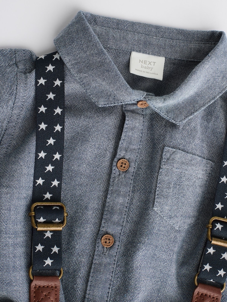 Navy Baby Shirt, Trousers and Braces 3 Piece Set (0mths-2yrs) - Image 5 of 10