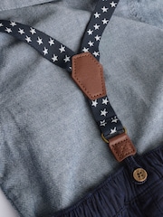 Azul marino - Conjunto de 3 piezas para bebé con camisa, pantalones y tirantes (0 meses - 2 años) - Imagen 7 de 10