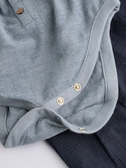 Azul marino - Conjunto de 3 piezas para bebé con camisa, pantalones y tirantes (0 meses - 2 años) - Imagen 9 de 10