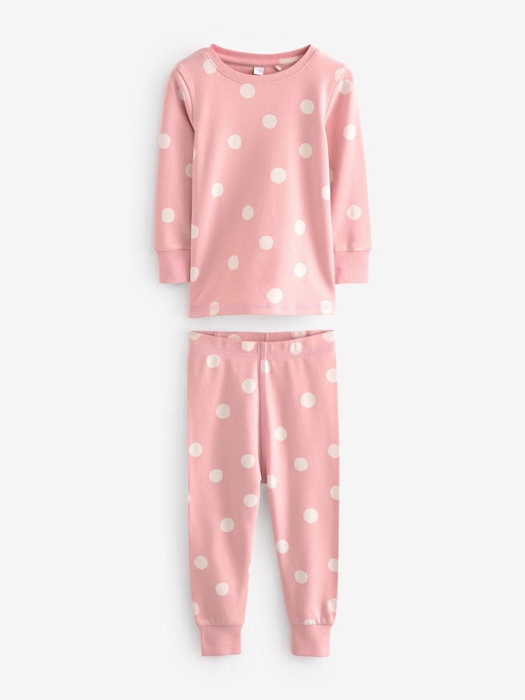 Pink/White 3 Pack 100% Cotton Snuggle Pyjamas (9mths-12yrs) - Image 8 of 12