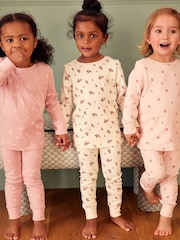 Pink/ White Ditsy Floral Snuggle Pyjamas 3 Pack (9mths-12yrs) - Image 1 of 10