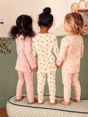 Pink/ White Ditsy Floral Snuggle Pyjamas 3 Pack (9mths-12yrs) - Image 3 of 10