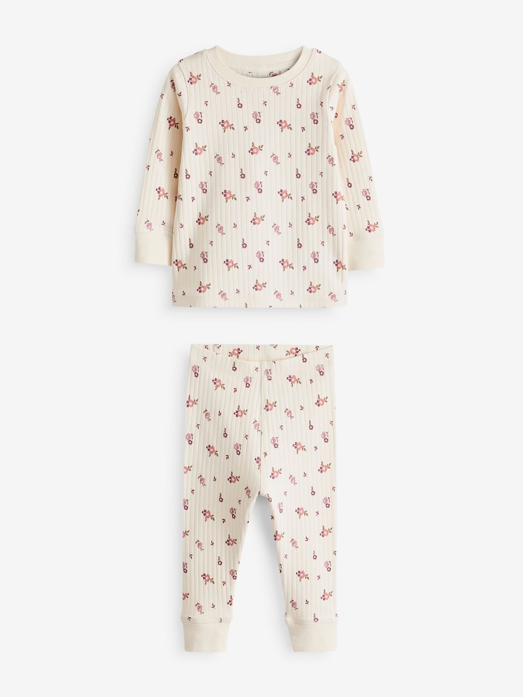 Pink/ White Ditsy Snuggle Pyjamas 3 Pack (9mths-12yrs) - Image 5 of 10