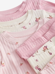Pink/ White Ditsy Floral Snuggle Pyjamas 3 Pack (9mths-12yrs) - Image 9 of 10