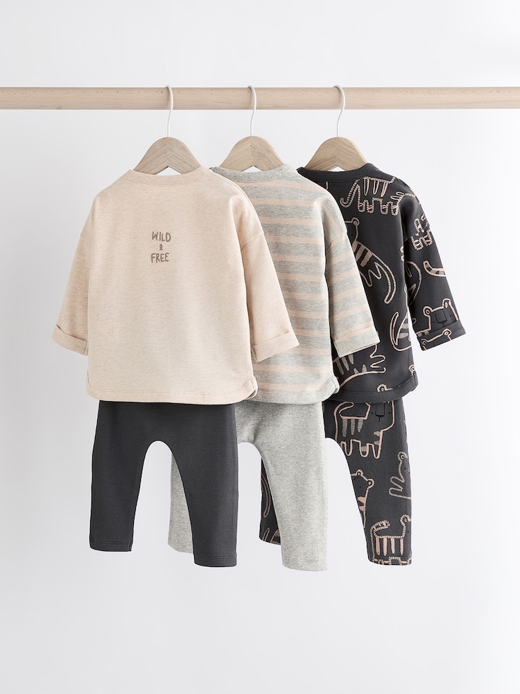 Monochrom/Tiger - Oberteile und Leggings für Babys im 6-teiligen Set - Bild 2 von 15 Monochrom/Tiger - Oberteile und Leggings für Babys im 6-teiligen Set - Bild 2 von 15