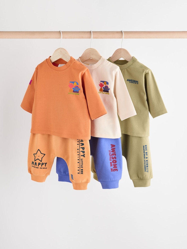 Bright Dino Baby T-Shirts and Joggers 6 Pack - Image 1 of 20