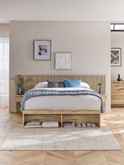 Light Oak Effect Bronx Wooden Hotel Bed Frame with Platform Storage and Bedside Tables - Image 1 of 8