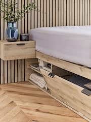 Light Oak Effect Bronx Wooden Hotel Bed Frame with Platform Storage and Bedside Tables - Image 3 of 8