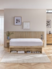 Light Oak Effect Bronx Wooden Hotel Bed Frame with Platform Storage and Bedside Tables - Image 7 of 8