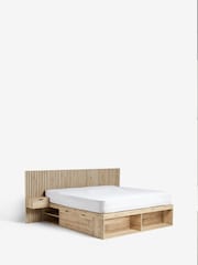 Light Oak Effect Bronx Wooden Hotel Bed Frame with Platform Storage and Bedside Tables - Image 8 of 8