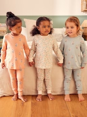 Bleu/ Peach/ Cream Ditsy - Pyjama Floral Snuggle 3 Pack (9mths-16yrs) - Image 1 de 10
