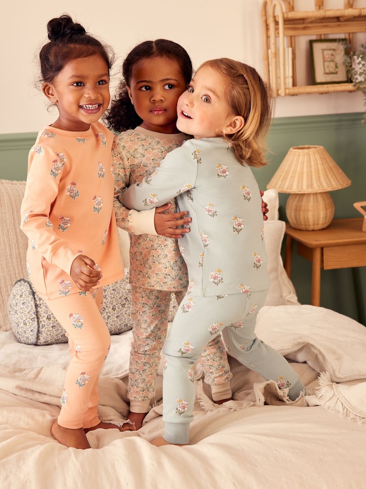 Bleu/ Peach/ Cream Ditsy - Pyjama Floral Snuggle 3 Pack (9mths-16yrs) - Image 2 de 10