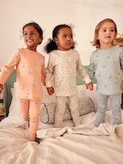 Bleu/ Peach/ Cream Ditsy - Pyjama Floral Snuggle 3 Pack (9mths-16yrs) - Image 4 de 10